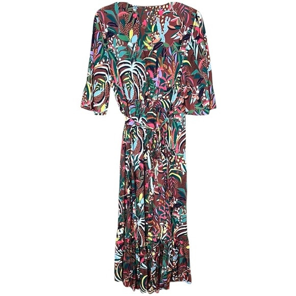 Farm Rio for Anthropologie Fiesta Wrap Maxi Dress Petite Medium - Picture 11 of 11
